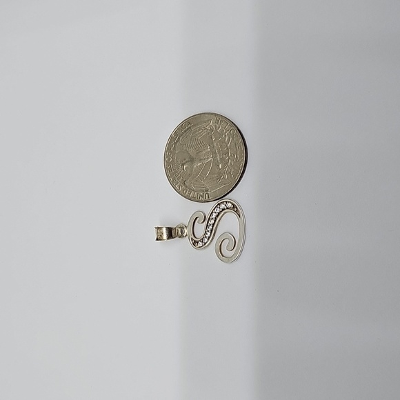 925 Solid Sterling Silver "S" Letter Pendant - Picture 2 of 3